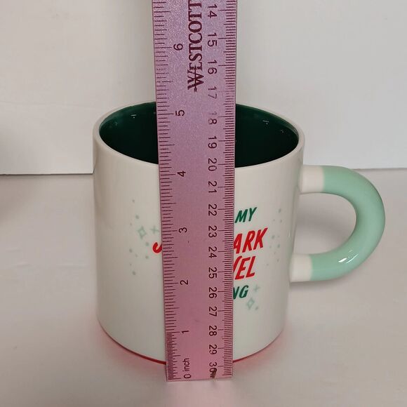 2 Hallmark Christmas Mugs Santa Reindeer Watching Tea Coffee Cup 16 oz - Picture 8 of 16